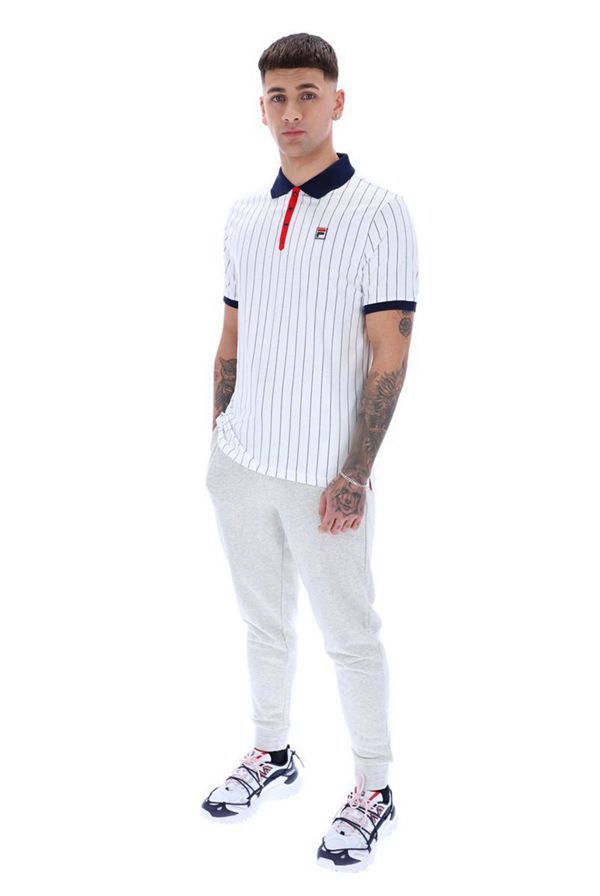 Camisas Polo Fila Hombre Blancas - Bb1 Borg Striped - España 927108EDB